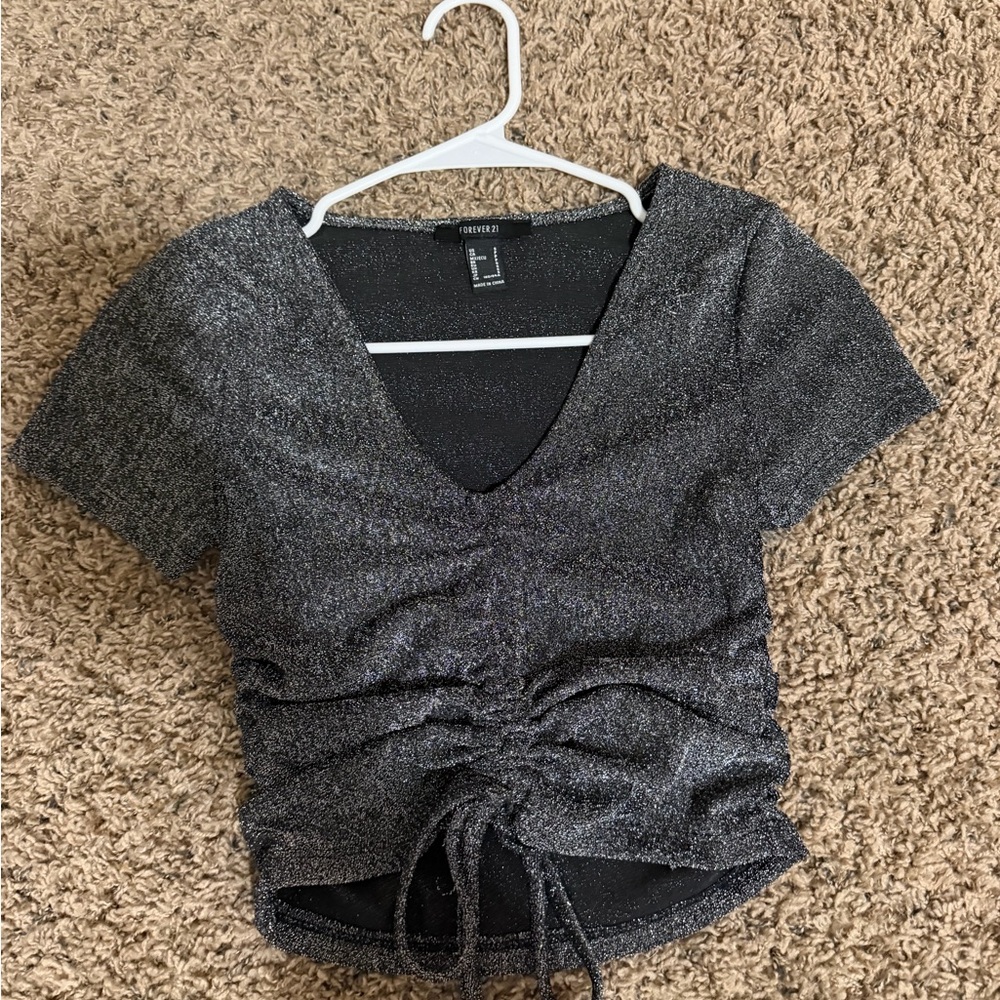 Forever 21 Glittery Ruched Crop Top